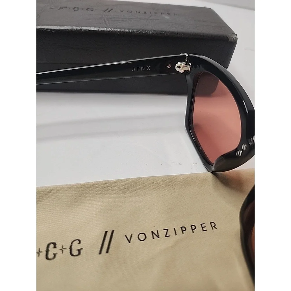 VonZipper Jinx Sunglasses Black‎ with Rose Amber Gradient Lenses Cat Eye